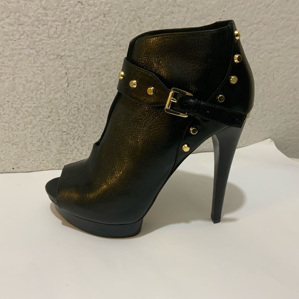 MICHAEL KORS BLACK LEATHER PEEP TOE BOOTIES 9 M